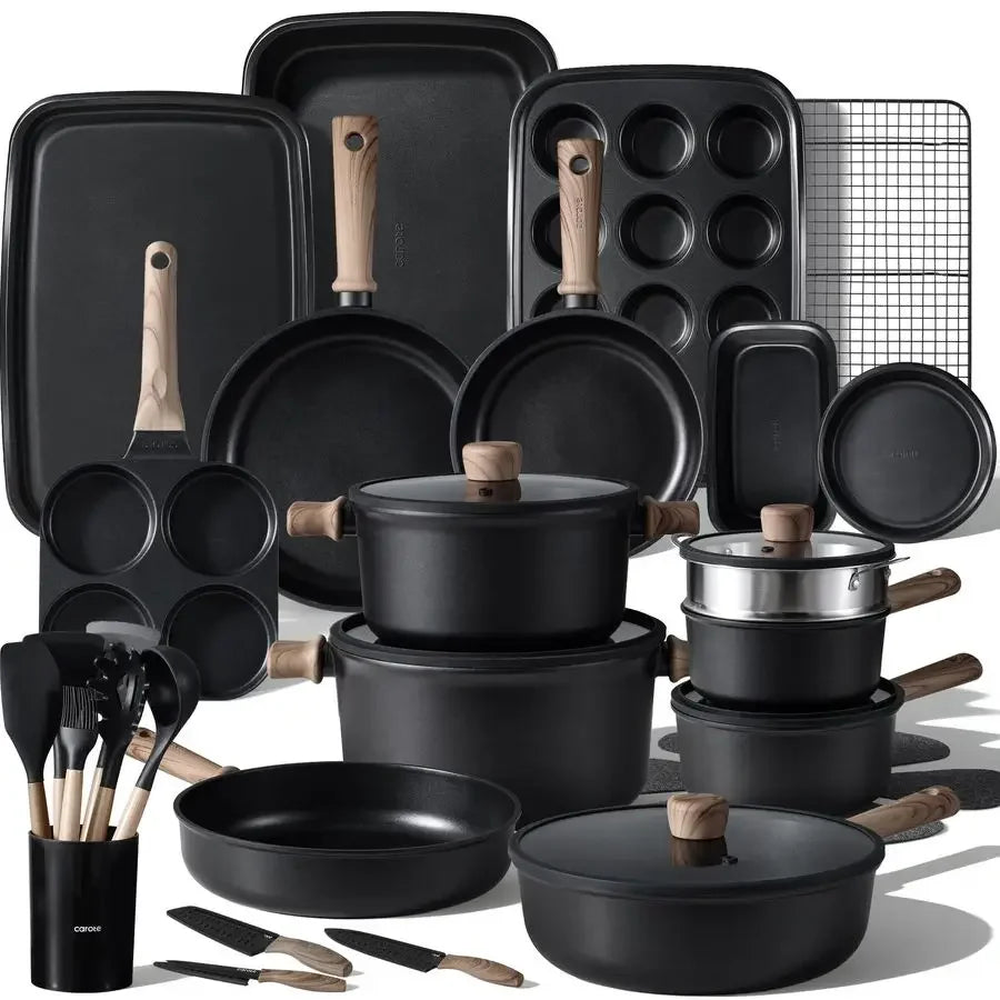 44pcs Nonstick Kitchen Titanium Cookware Sets, Nonstick Pots and Pans, Induction Cookware Set Kitchen Cooking Sets, Non Stick w
