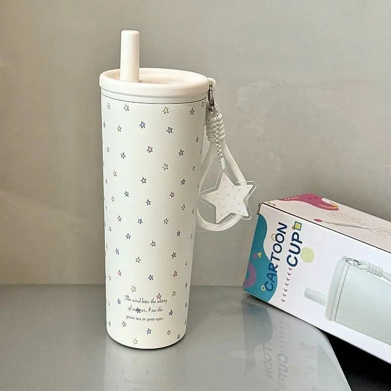 750ML Thermos Bottle with Straw 304 Stainless Steel Coffee Cup Vacuum Flask Thermos Water Bottle Tea Leak-proof Thermos Mug