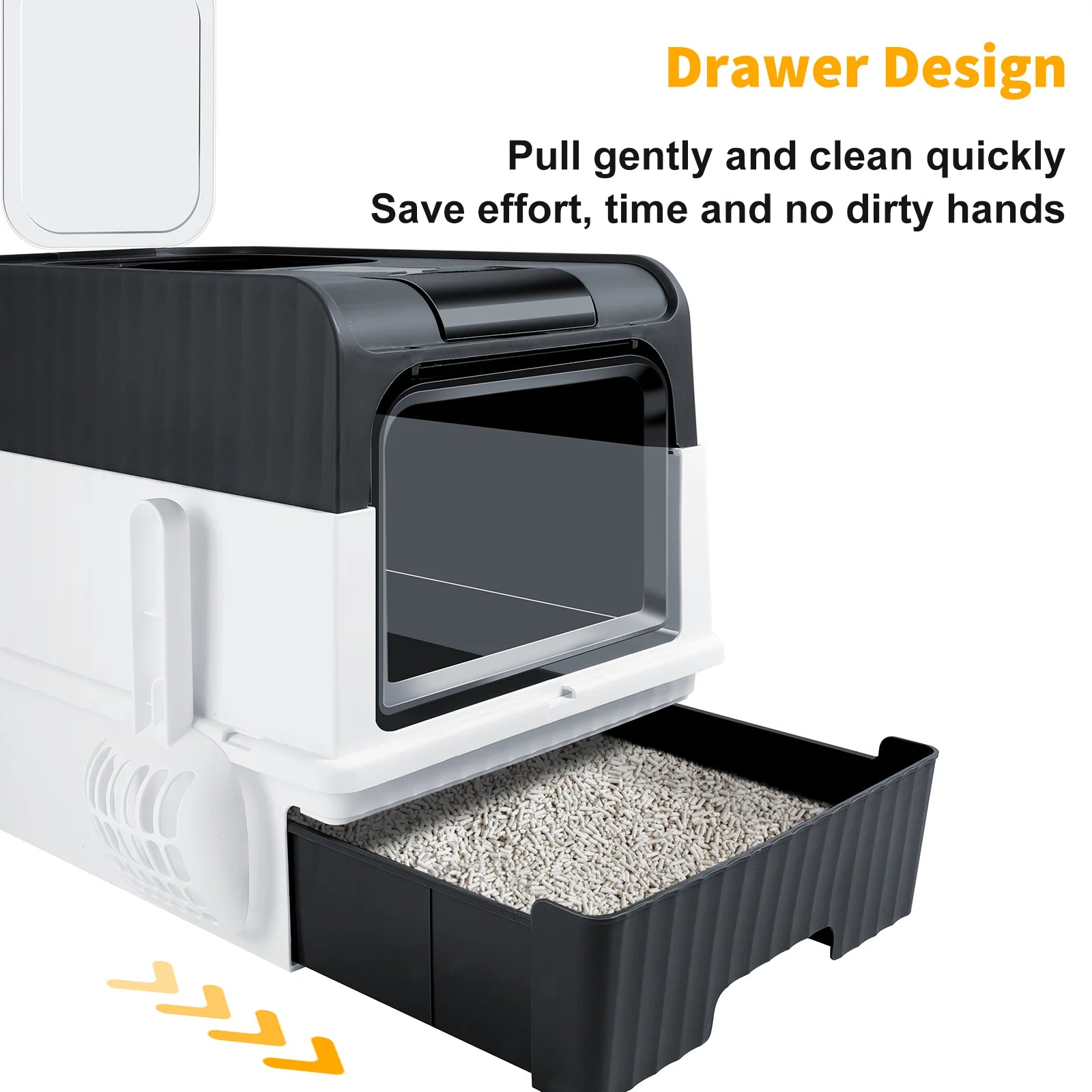 Extra Large Enclosed Drawer Type  Cat Litter Box, Removable Automatic Self-Cleaning Anti-Splashing Square Pet Toilet