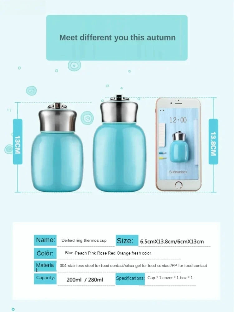 200ML/280ML Mini Cute Coffee Vacuum Flasks Thermos Stainless Steel Travel Drink Water Bottle Thermoses Cups and Mugs