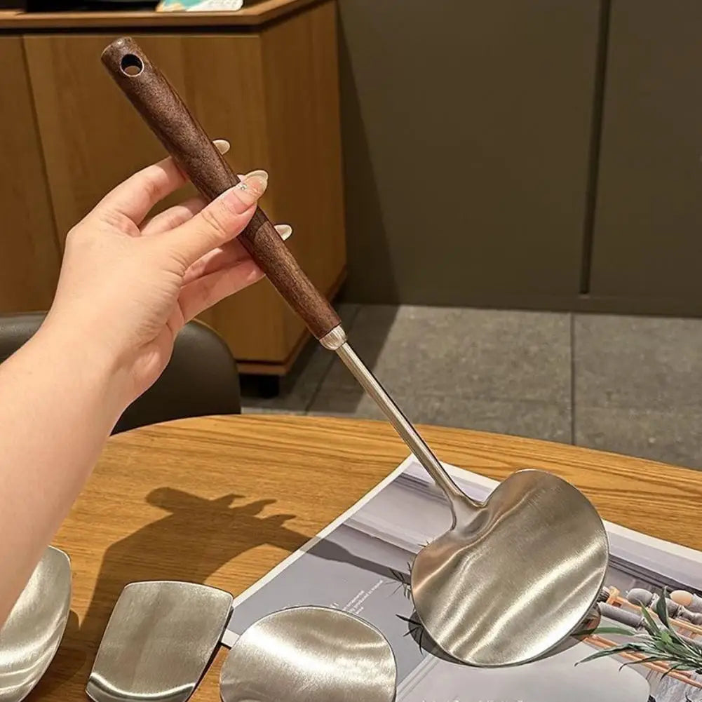 Stainless Steel Spatula Mushroom Shovel With Wooden Handle Cooking Spoon Anti-Scalding Cooking Shovel Kitchenware Accessories
