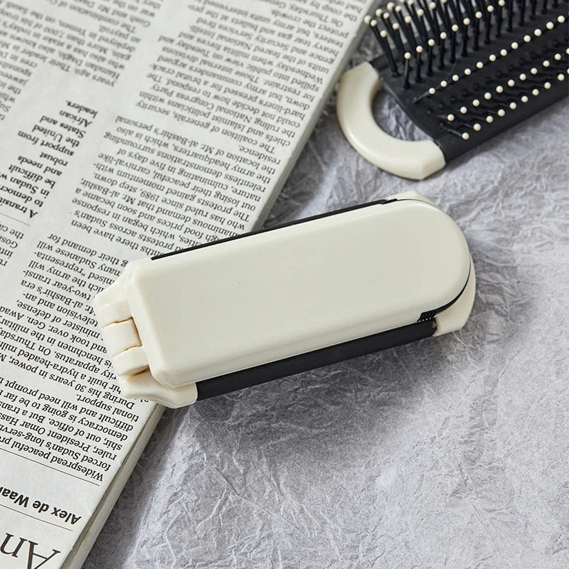 Mini Comb with Mirror, Folding Comb, Head Massage, Anti-static, Portable Travel Comb,Special for Real Hair Wigs