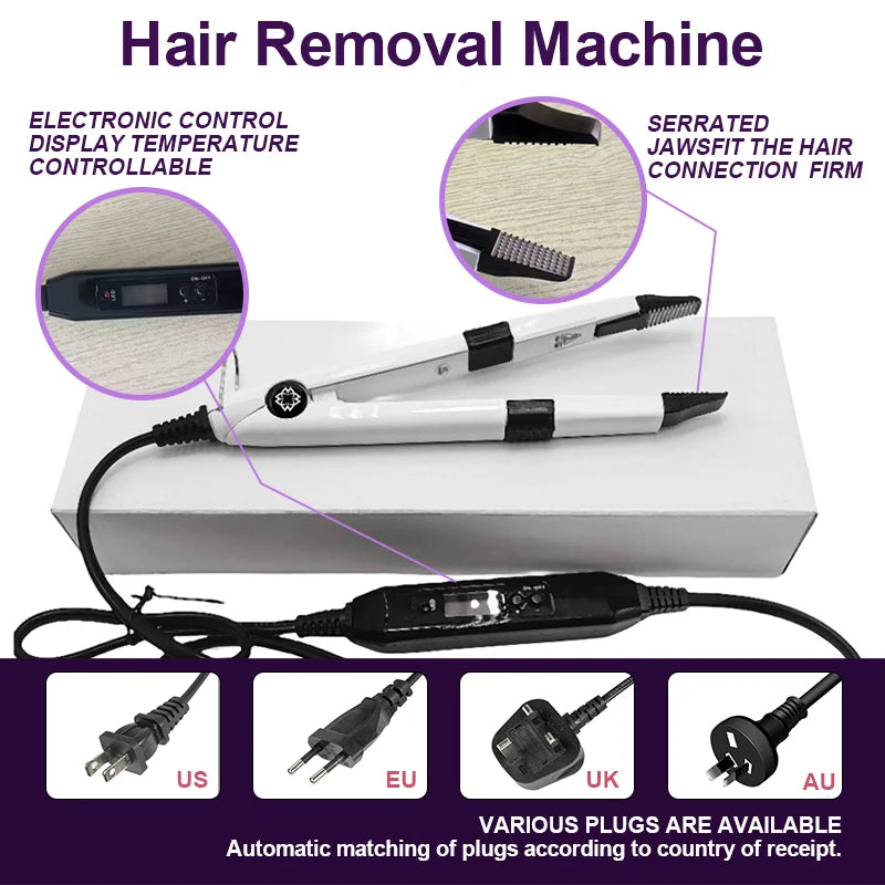 COMBO UV V Light Hair Extension Set Wikytina Tools Kit, UV Glue Long-Lasting Remover Machine - Salon Styling Tools invisibility