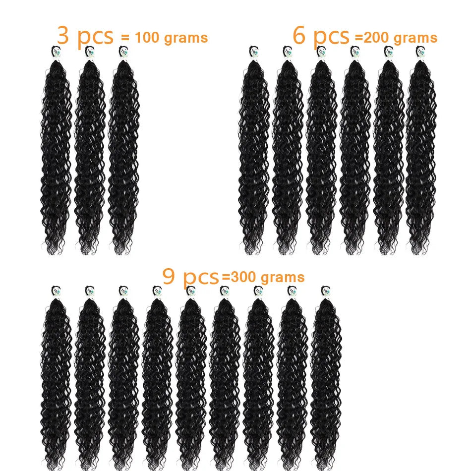 24-28inch Short And Elastic Synthetic Curly Hair Bundles Water Wave Hair Extension For Women Suitable For Daily Holiday Wear