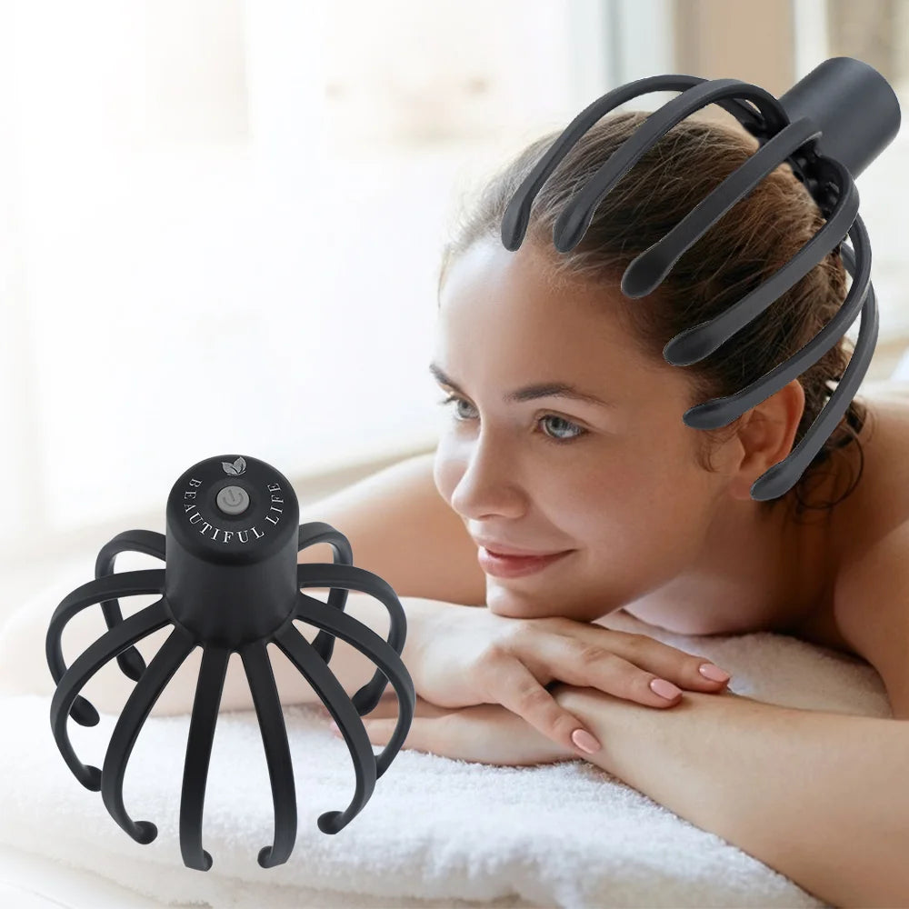 Electric Octopus Claw Scalp Massager with 12 TPE 3D Arms 3 Speed Gears USB Charging 15-Min Auto-Shutoff Stress Fatigue Relief