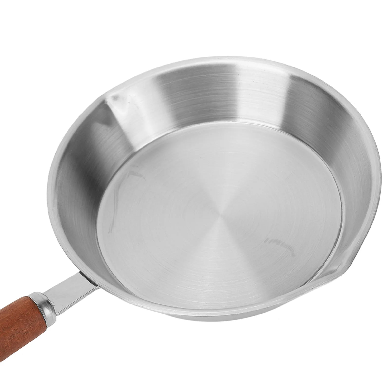 12/16cm Kitchen Frying Pan Stainless Steel Egg Pan Wooden Handle for Household Restaurant Induction Cooker Kitchen Cookware