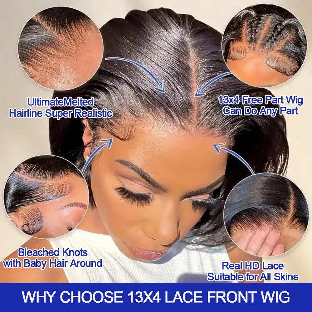 Vietnamese Silky Straight Short Bob Lace Front Wig for Women 100 Human Hair Wig Glueless Braided Hd Lace Frontal Wig 250 Density