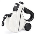 LED Retractable Dog Leash, Reflective & Tangle-Free with Poop Bag Holder for Night Safety, Black
