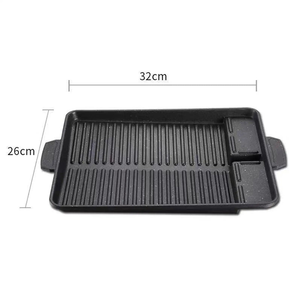Nonstick Barbecue Plate Aluminium Alloy Grilling Pan with Handles for Kitchen Stovetop Grill Kitchen Cooking Tool