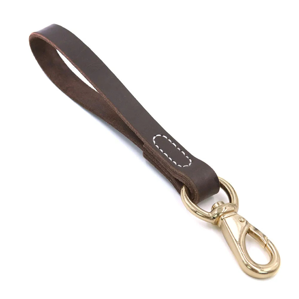 Real Leather Dog Leash 30/50cm Short Dog Leash Genuine Leather Traffic Lead for Medium Large Dogs Training and Walking 2cm Width