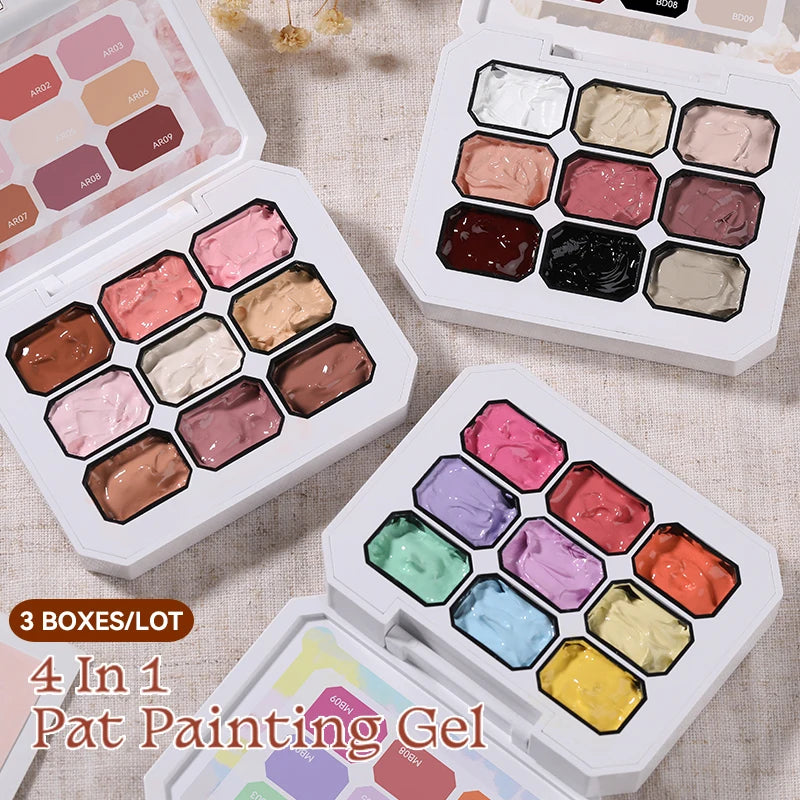 UR SUGAR 3 Boxes Pat Painting Gel for Decoration Nails Solid Gel Nail Polish Gradient Gel Spring Summer Fall Winter Trendy Nails