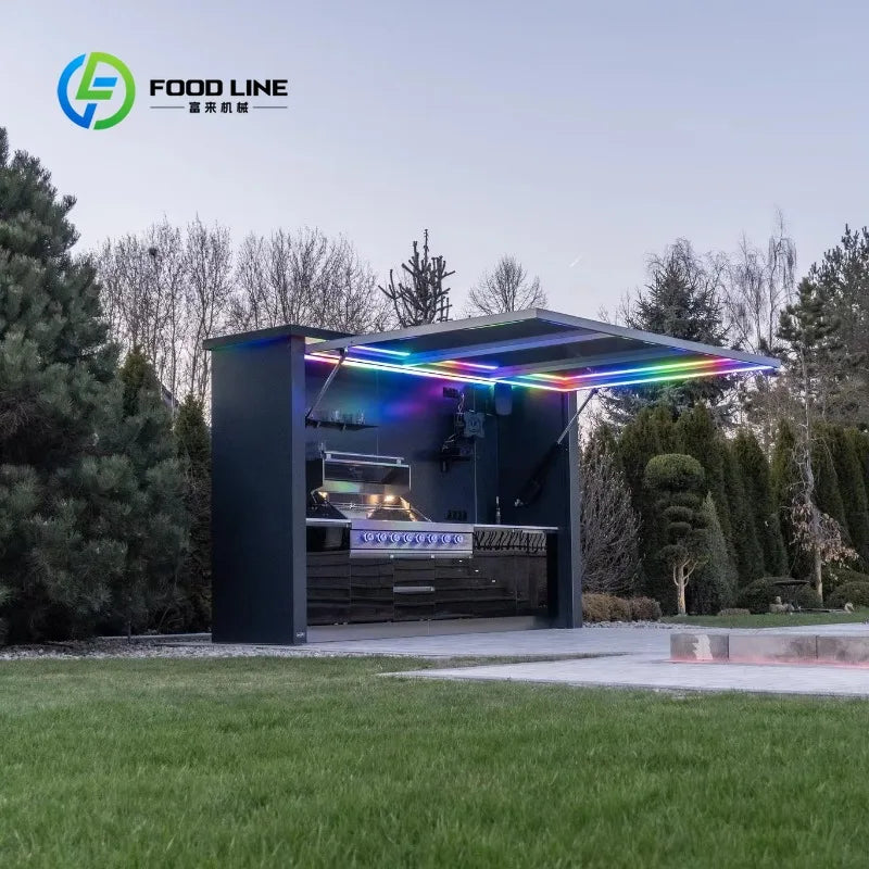 Customized Modular Outdoor Kitchen Pod Premium Rust Resistant Stainless Steel BBQ Cooking Module for Villa