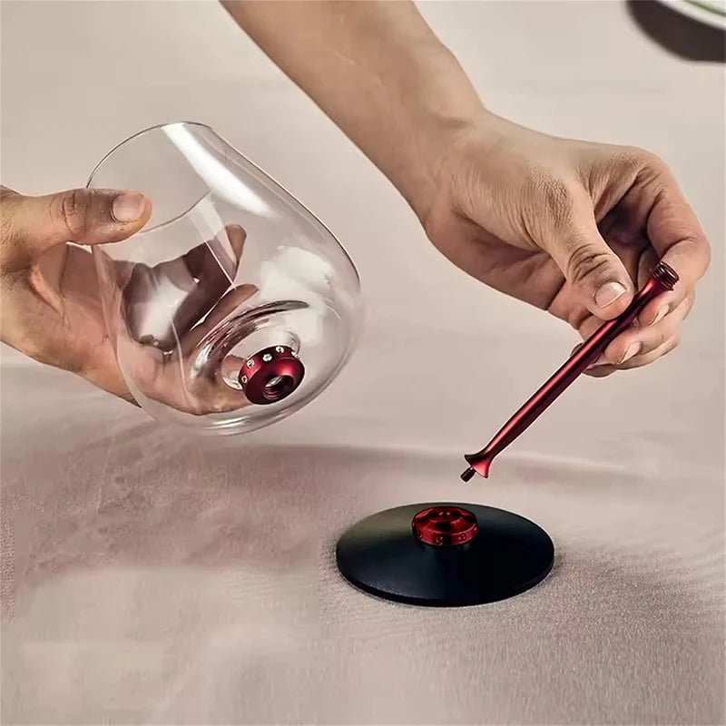 Creative Rotating Glass Wine Glasses Durable Whiskey Brandy Cocktails Juice Stress Relief Crystal Goblet for Party Home Bar
