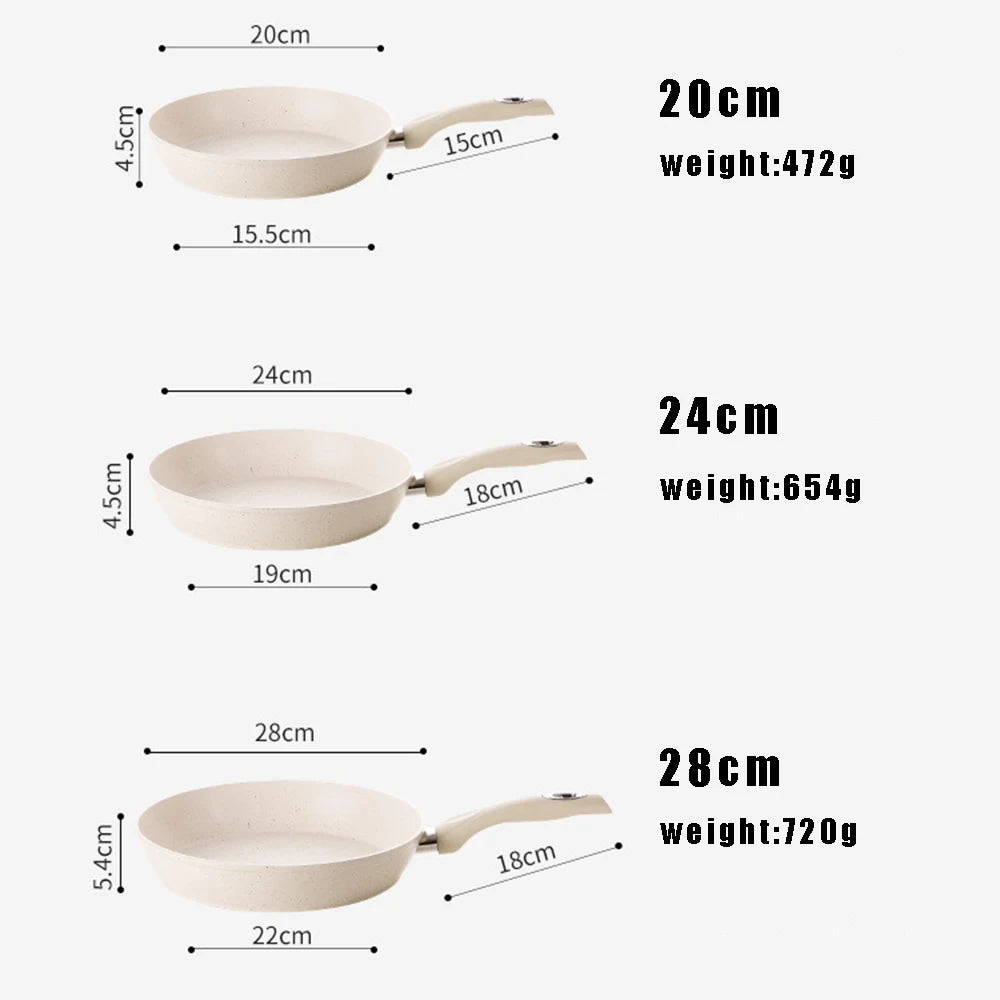 Non-stick Frying Pan Wok Ceramic Omelette Pan Steak Frying Pan Household Induction Cooker Universal Kitchen Cookware Accessories