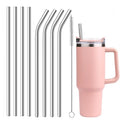 10mm Wide 12 Inch Reusable Stainless Steel Straw, 6pcs Large Straws with Cleaning Brush for Stanley Cup Accessories