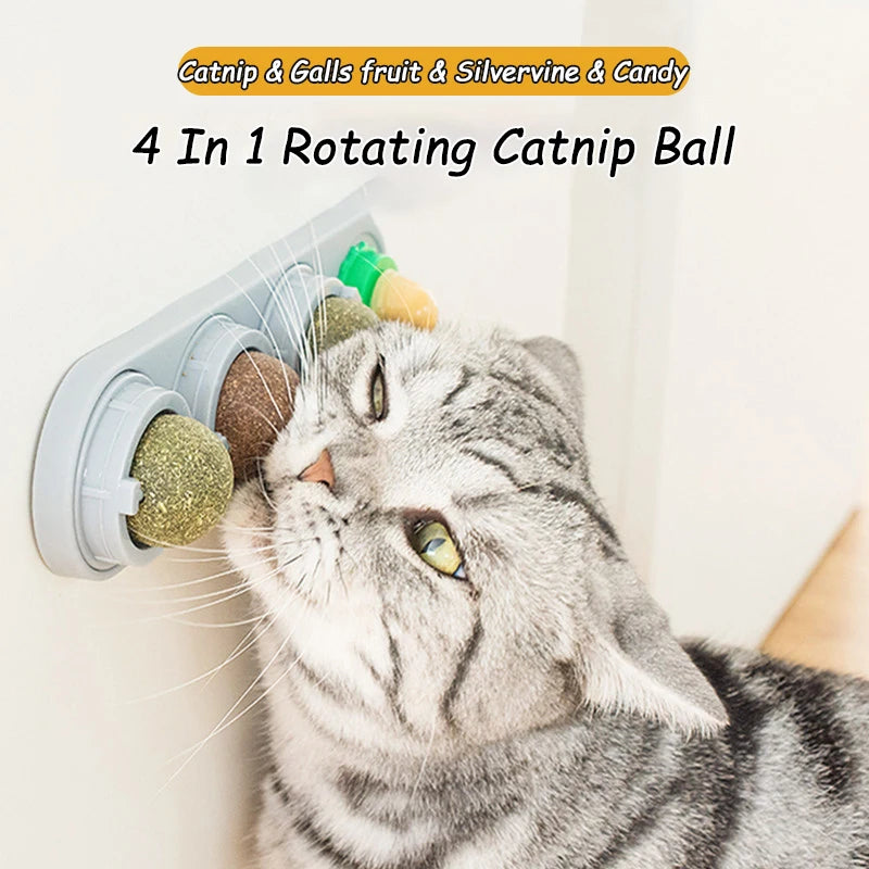 Catnip Toys Silvervine Balls Teeth Cleaning Dental Wall Treats Extra Cat Energy Ball Edible Cats Lick Healthy Kitten Chew