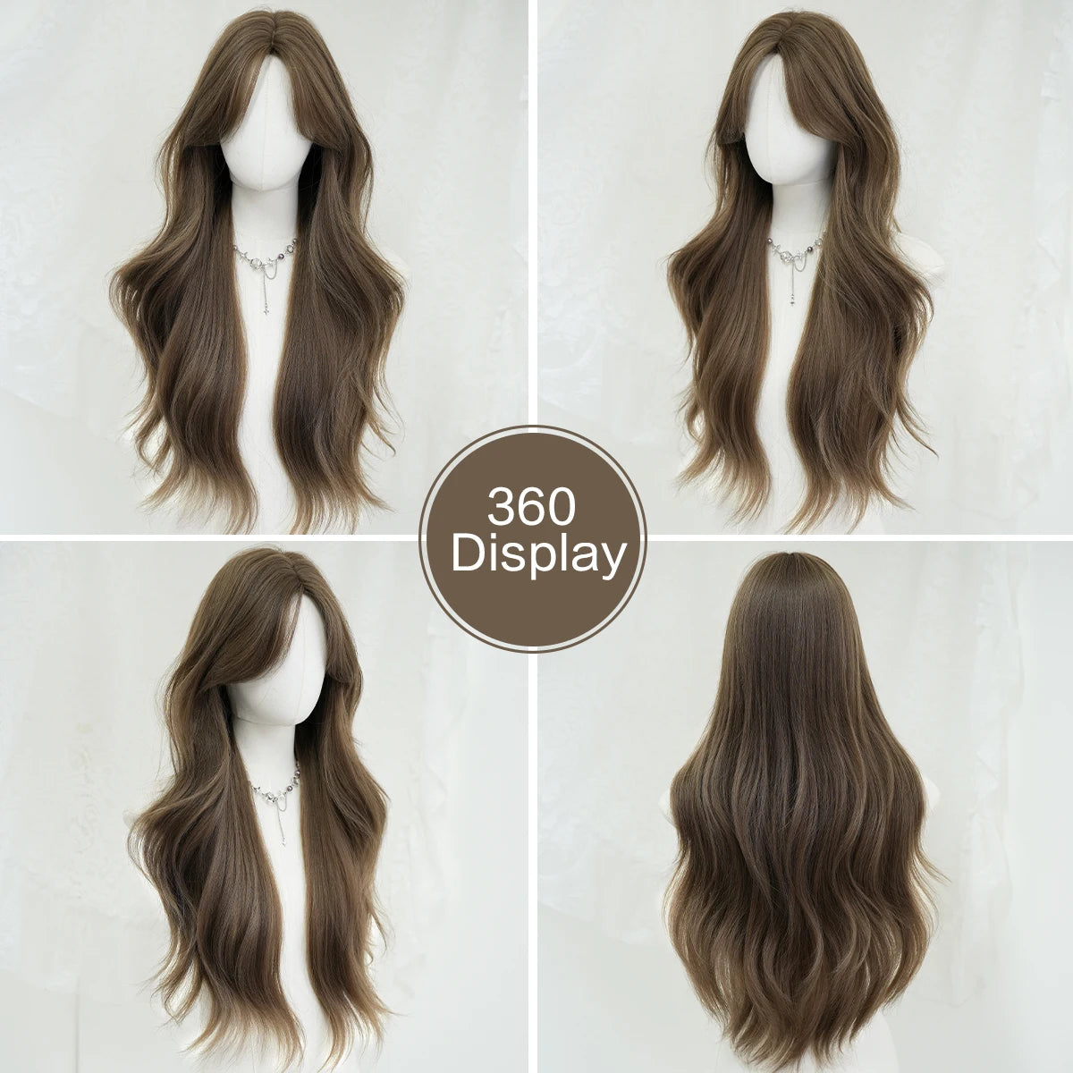 NAMM Long Wavy Light Brown Wigs For Women 30 Inch Curly Wave Wig With Natural Looking Synthetic Fiber Fashion Wig For Party Use