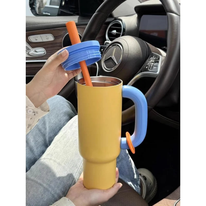 304 Stainless Steel Straw Insulated Ice Cup Thick Portable Handle Design for Trendy 40OZ Insulated Cup  Outdoor Travel