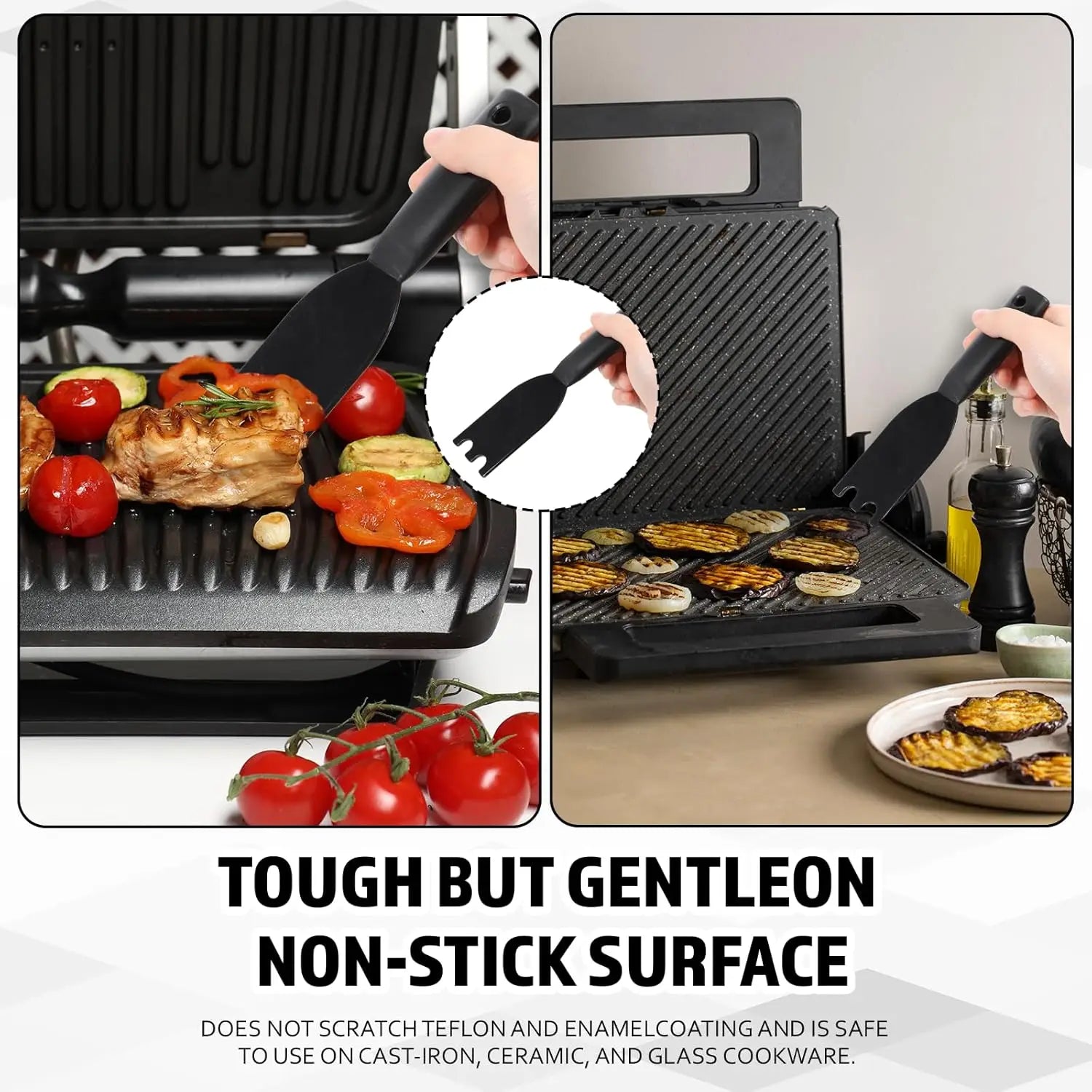 1/2Pcs Grill Scraper for George Foreman Indoor Grills & Most Other Indoor Grills with Grooves, Heat-Resistant Grill Spatula
