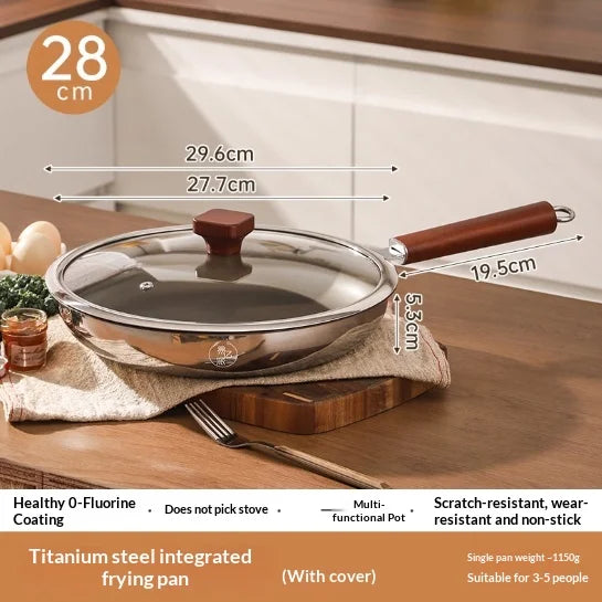 28cm 30cm Titanium Pan Non-stick Frying Pan Household Wok Steak Frying Pan Induction Cooker Gas Stove Special Wok Frying
