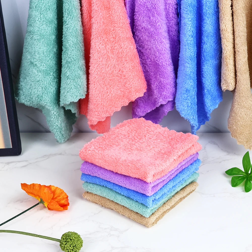 20pcs Soft Absorbent Solid Color Washcloths Gentle on Quick Drying Compact Square Towels for Home Bathroom Bathroom