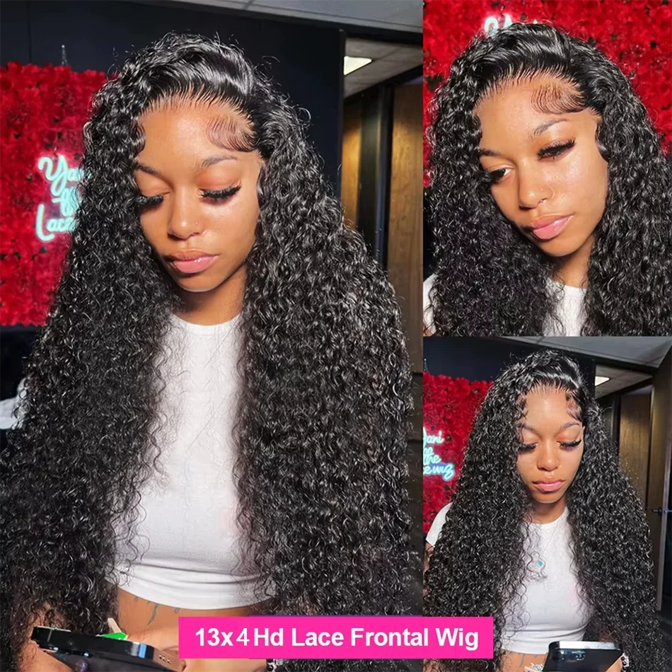 40 42 Inch Water Wave Curly Lace Front Wigs 13x4 13x6 HD Deep Wave Lace Frontal Wig Human Hair Wigs For Women 250%