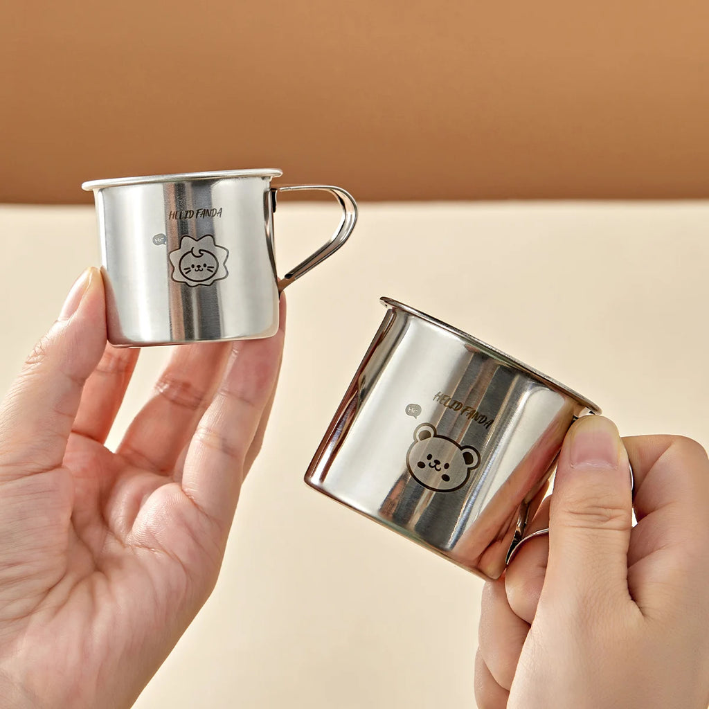 WORTHBUY 304 Stainless Steel Drinking Cup With Handle Durable Tumbler Anti Scalding Mini Cute Water Cup For Kids Drinkware ﻿