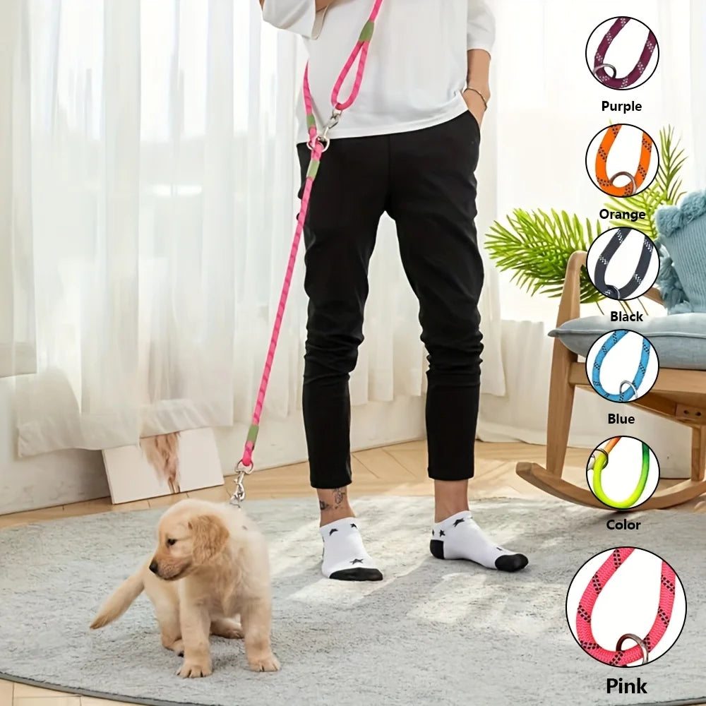 Adjustable Hands-Free Dog Leash, Suitable for Hiking, Walking, Running - Reflective, Comfortable Elastic Leash, Available in Various Colors (Orange, Pink, Black, Blue, Purple) - Durable Polyester Fiber, Machine Washable, Hiki