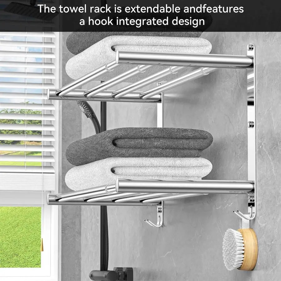 Towel Bar for Bathroom Wall Mount1730.7inch Adhesive Shower Towel Rack Stainless Steel Bath Towel Holders for Toilet Kitchen Dou