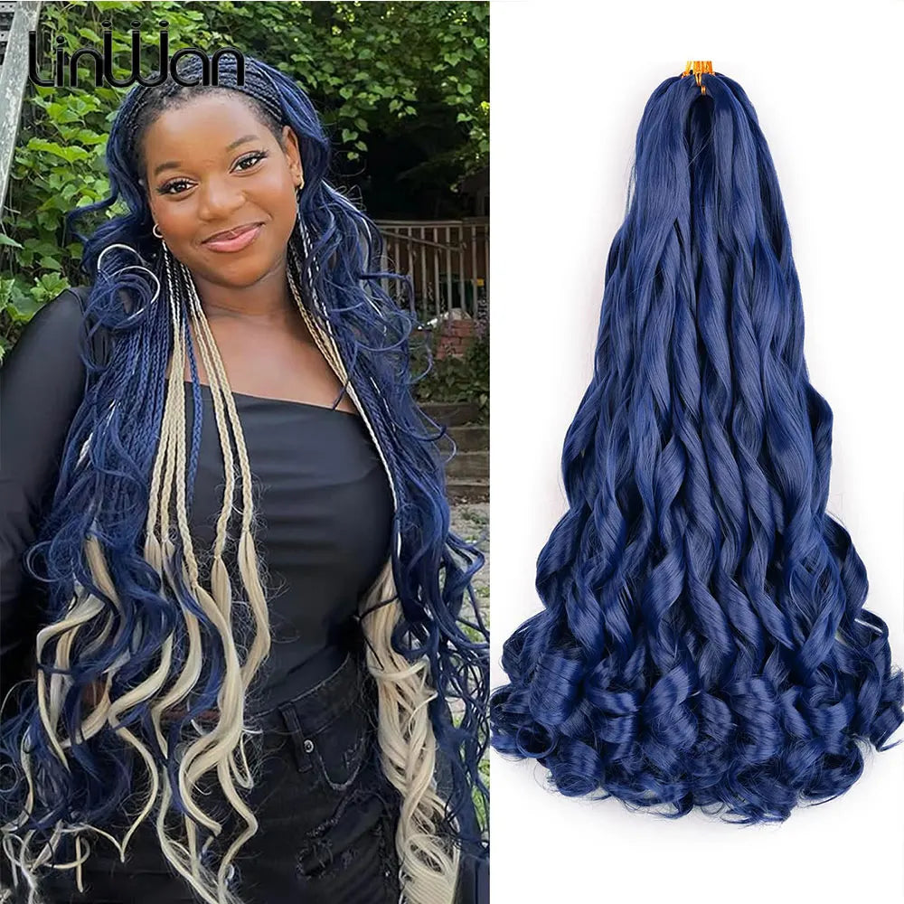French Curly Braiding Hair 22Inch Synthetic Curly Braiding Hair Pre Stretched Loose Wavy Curl Braiding Hair Extensions For Women