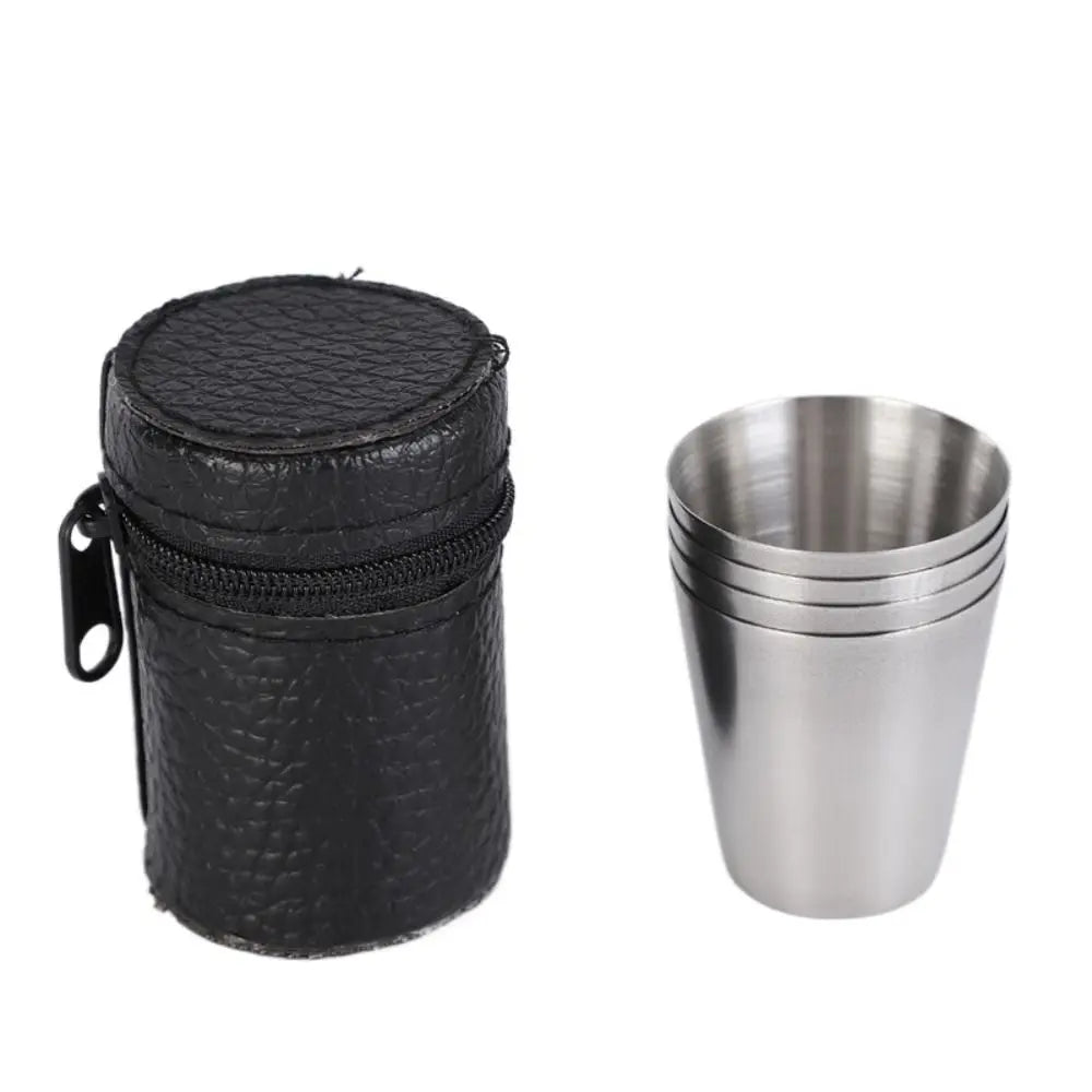 5Pcs/set 30/70ml Outdoor Practical Travel Stainless Steel Cups Mini Set Glasses For Whisky Wine With Case Portable Drinkware