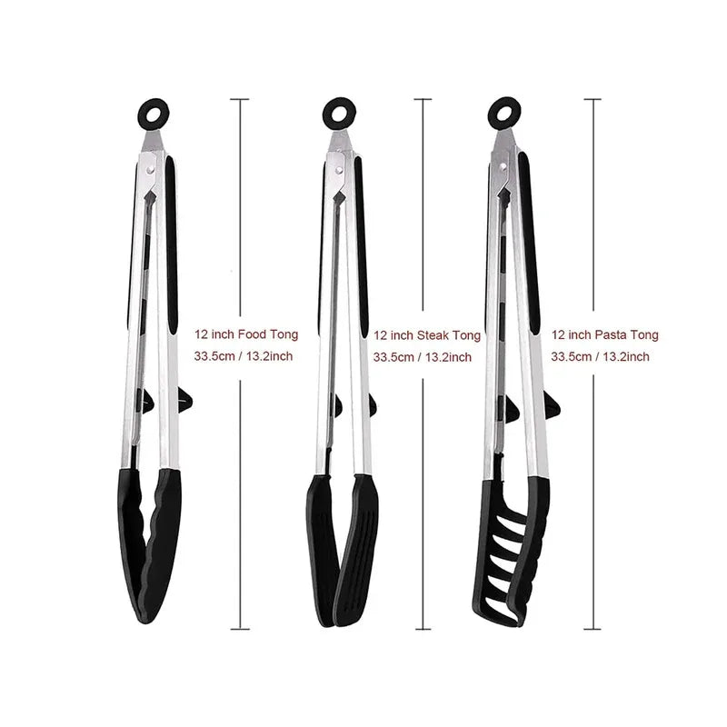 Kitchen Tongs Silicone Food Tongs Non Stick Cooking Serving Tongs For BBQ Salad Steak Pasta Spaghetti Noodles