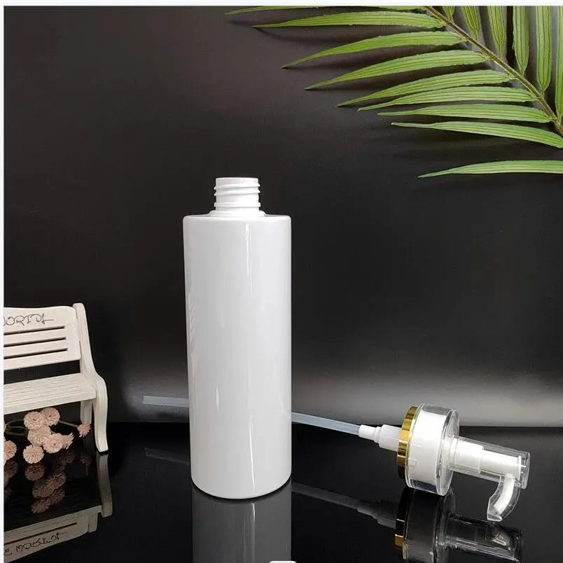 10pcs/lot 100-500ml  White PET Refillable Bottle For Liquid Makeup Plastic Pump Bottle For Lotion Shampoo Containers