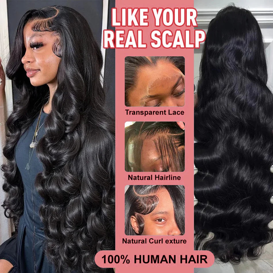 30 Inch 13x6 HD Transparent  Lace Frontal Wigs Body Wave Human Hair 13x4 Lace Front Wig 5x5 Glueless Closure Wigs For Women