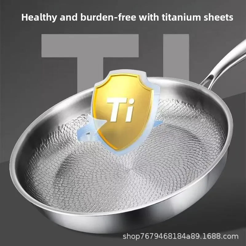 26/28cm German Pure Titanium Frying Pan 26/28cm Non-stick Uncoated Fish Scale Hammer Pattern Titanium Alloy Cookware