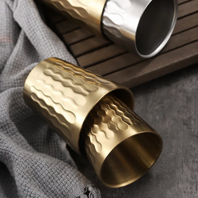 Double Wall Insulated Coffee Cups 304 Stainless Steel Coffee Cup Double Bottom Mug Wine Glasses Beer Tea Cups Cocktail Glass