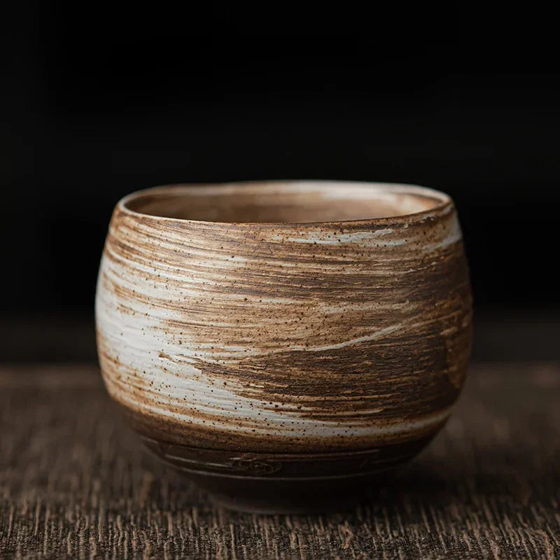 Japanese Handmade Rough Ceramic Tea Cup Kung Fu Tea Set Single Cup Antique Style Quiet Path Antique Craft Gift