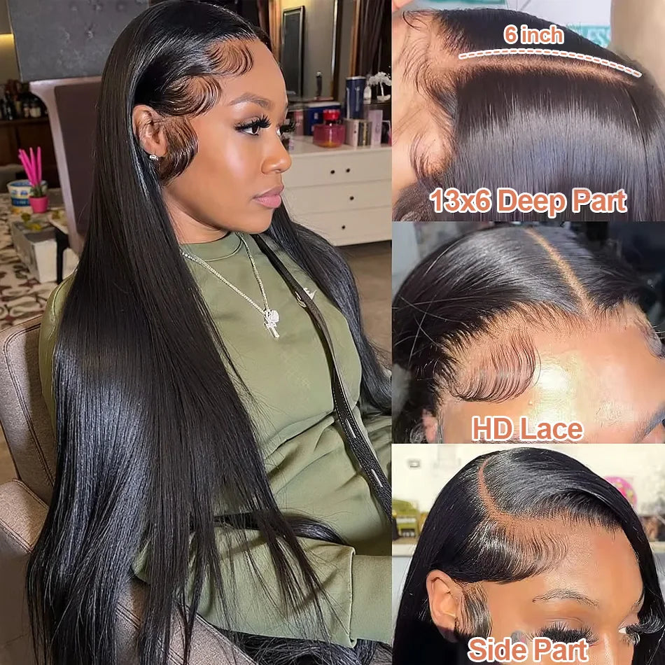 Wear Go Glueless Wig Human Hair 220 Density 13x6 HD Lace Frontal Wig Pre Plucked Pre Cut Beginner Friendly Bone Straight Wigs