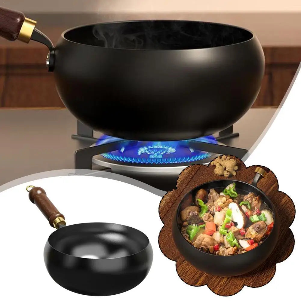 Chinese Style Non-stick Coating Frying Wok Pan Household Sistering Milk Stew Small Iron Pot Kitchen Utensils Tools