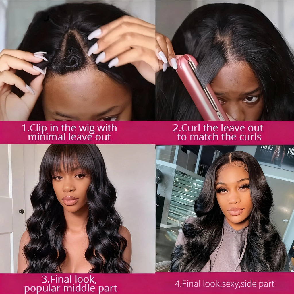 Lafion Wig 250 Density V Part Wig Human Hair Body Wave Upgrade V Part Wig No Leave Out  V Part Wig Human Hair Remy Hair Daily