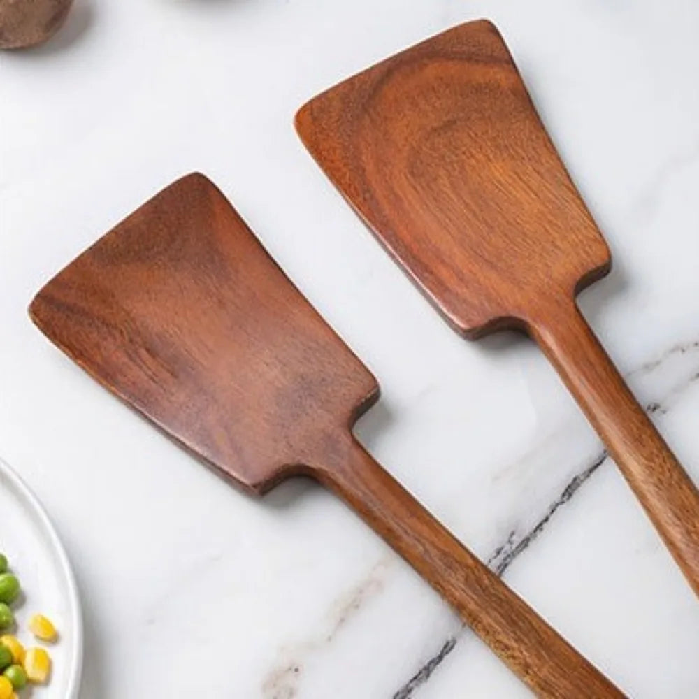 34cm Solid Wood Cooking Spatula Turners Long Handle Shovel Non-Stick Stir Fry Spatula Fried Egg Leak Shovel Kitchen Accessories