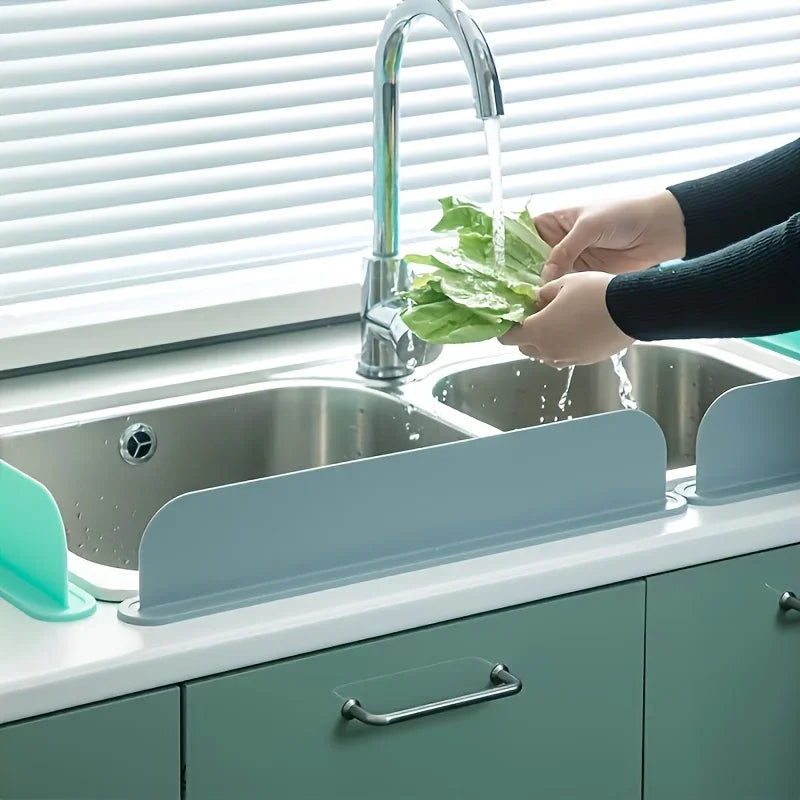 A soft silicone adhesive partition for kitchen sink splash proof partition, suitable for washing dishes and vegetables