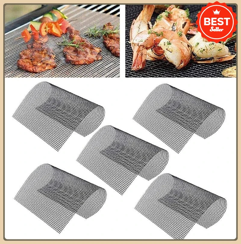 Bbq Barbecue PTFE Mesh Mat, Fiberglass Mesh, Non-stick Grill Liner, Barbecue Mesh Sheet Accesorios Camping Bbq Grill Mat