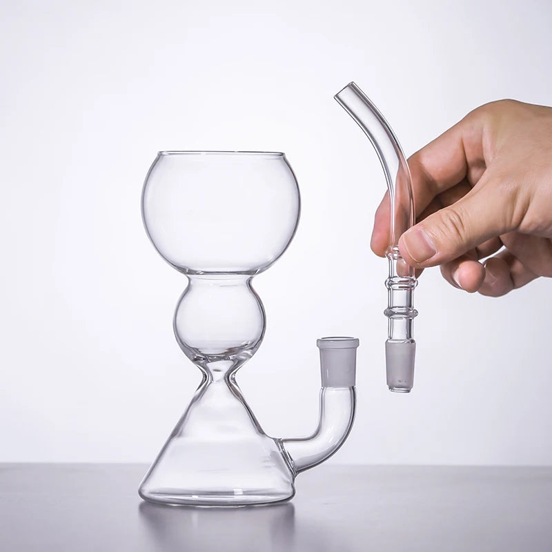 Inmeet Absinthe Glass/Glass Cup with Straw/Cocktail Glass/High Borosilicate Heat-Resistant Glass Cup