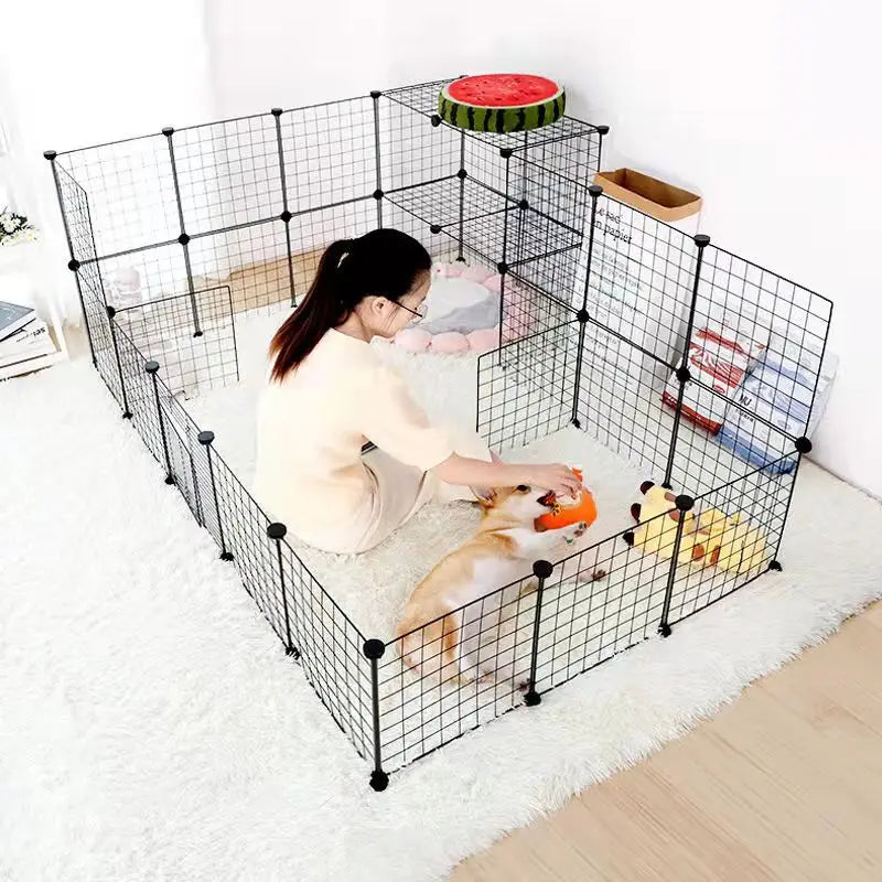 DIY Pet Fence Panels Simple Wire Mesh Panels for Rabbit Cat and Dog Cages Stackable Assembleable Fences Multi Functional Cages