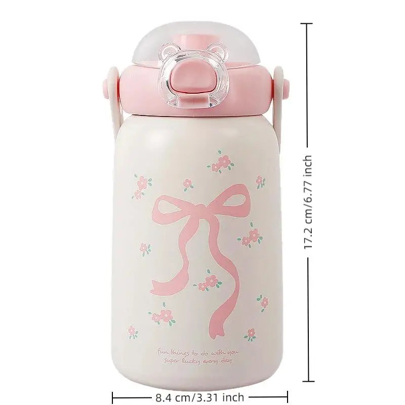 Cute Straw Children's Stainless Steel Thermos Cup Portable Kettle Simple Design 304 Steel Water Bottle for Kids