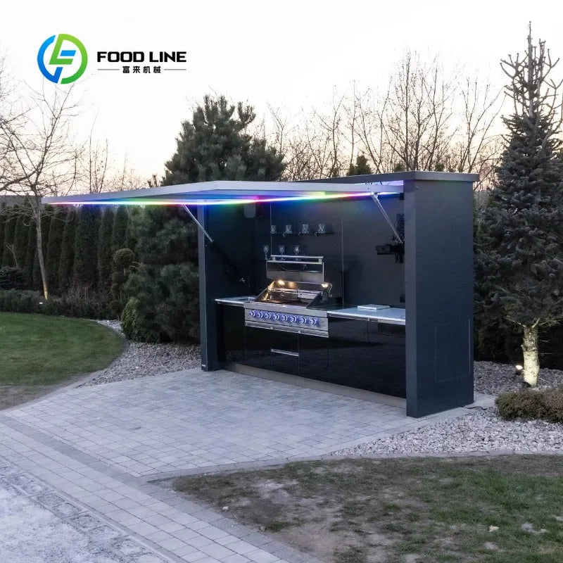 Customized Modular Outdoor Kitchen Pod Premium Rust Resistant Stainless Steel BBQ Cooking Module for Villa
