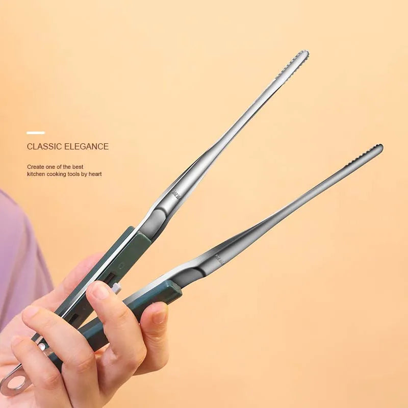 1pc 304 Food Tongs Cooking  Barbecue Meat Clip Cookware  Utility Tongs Stainless Steel Serving Clamp  Utensils for Kitchen