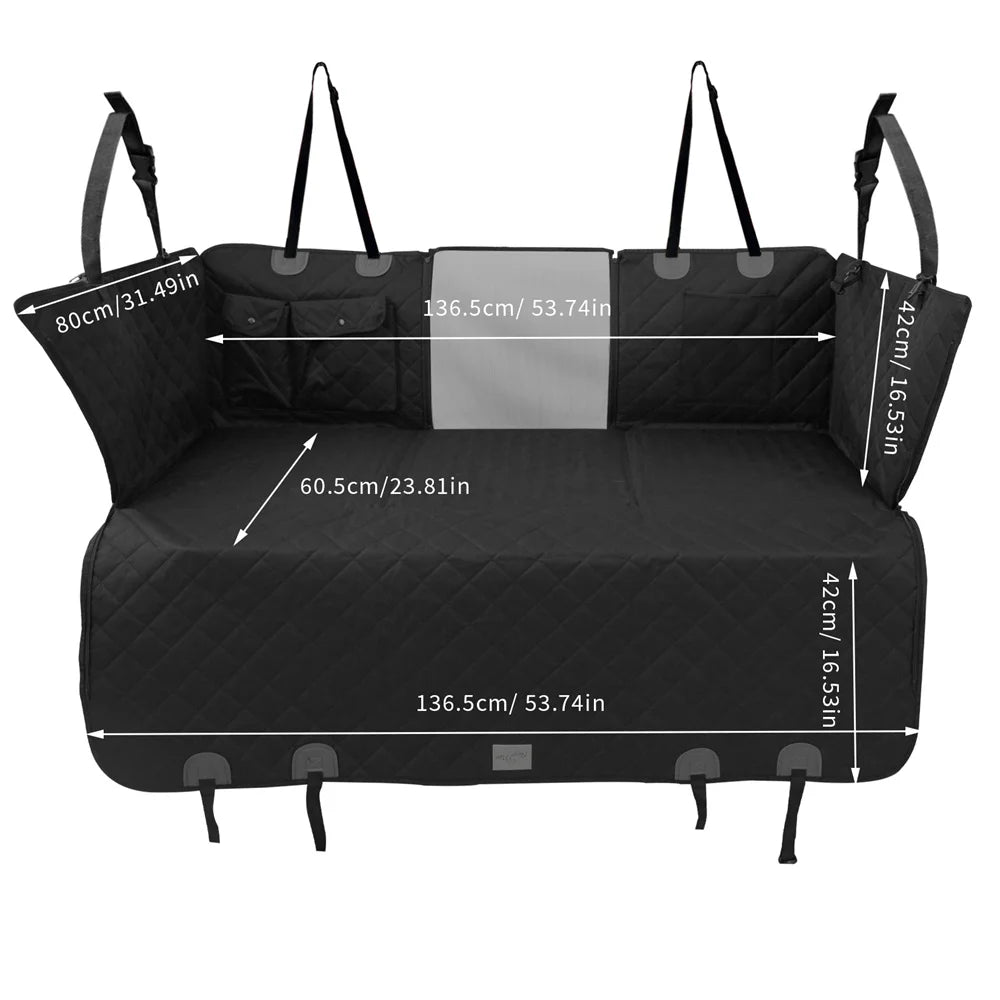 Waterproof Back Seat Extender Dog Car Seat Cover for Back Seat Bed with Mesh Window Storage Pocket Supports 220lbs Dog Hammock