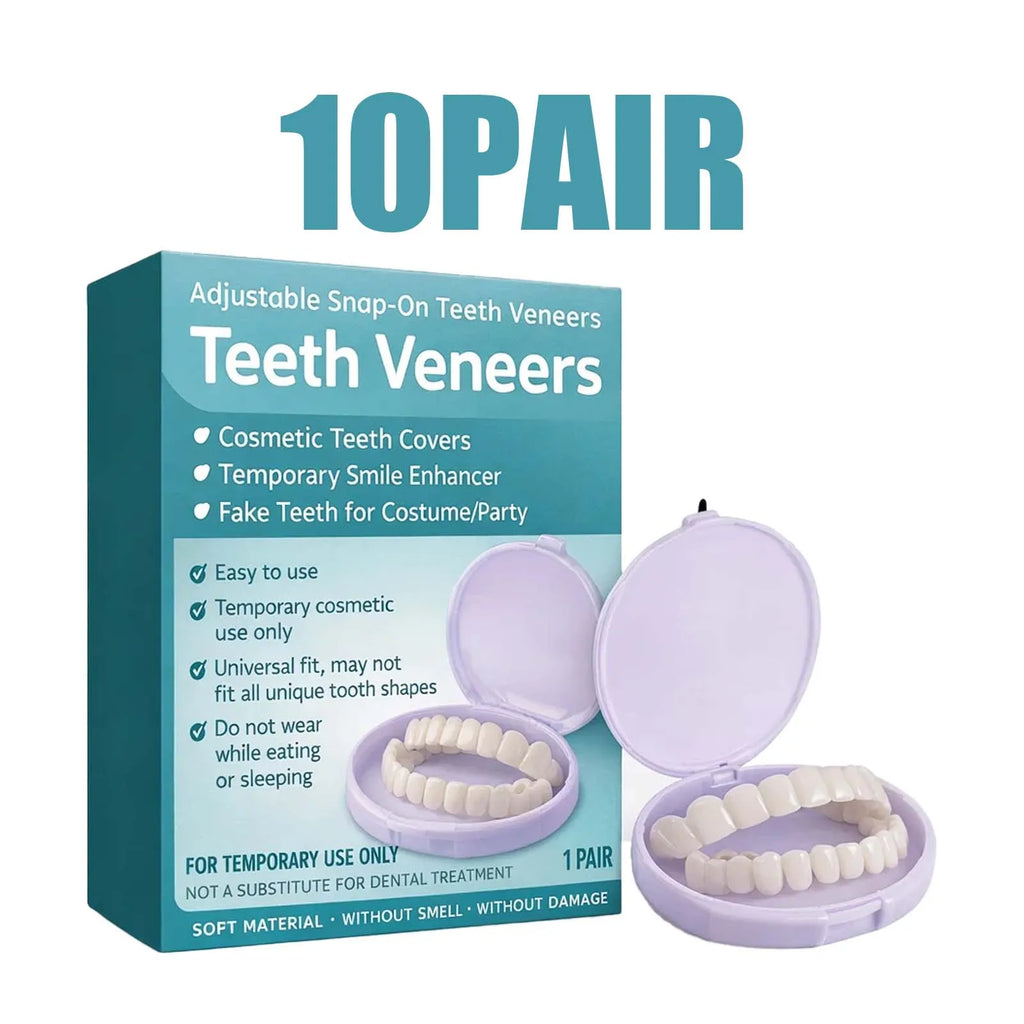Adjustable Snap On Dentures Temporary Veneers Kit Fake Teeth Cover for Missing Teeth Gaps Perfect Smile Instant Comfort 1 Pair